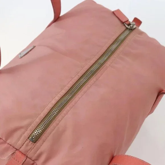 PRADA Hand Bag Nylon Pink Silver Auth